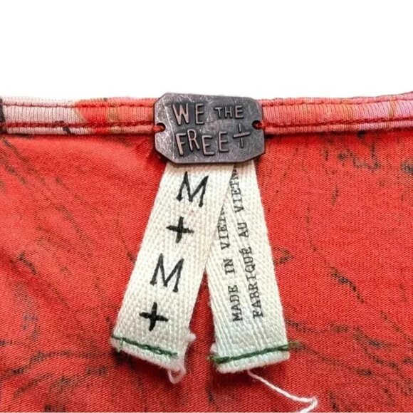 Free People We The Free Birds Of Paradise Printed Top Orange Women's size Medium - Picture 9 of 13